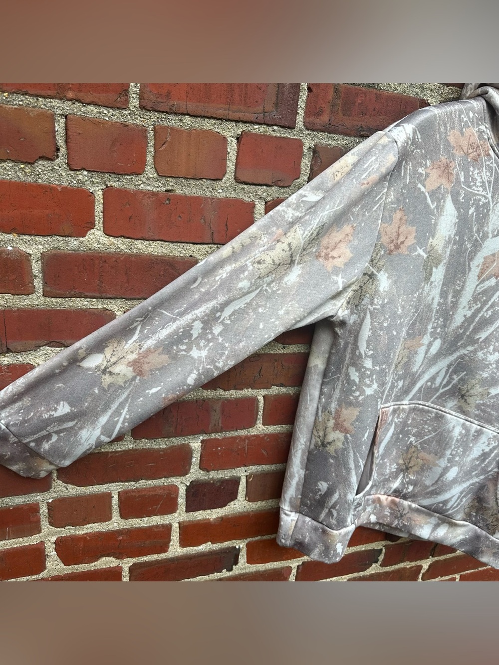 Camouflage Hoodie Pullover Sweatshirt Mens XXL Pastel Light Multi Leaf Tree Camo - Picture 6 of 14